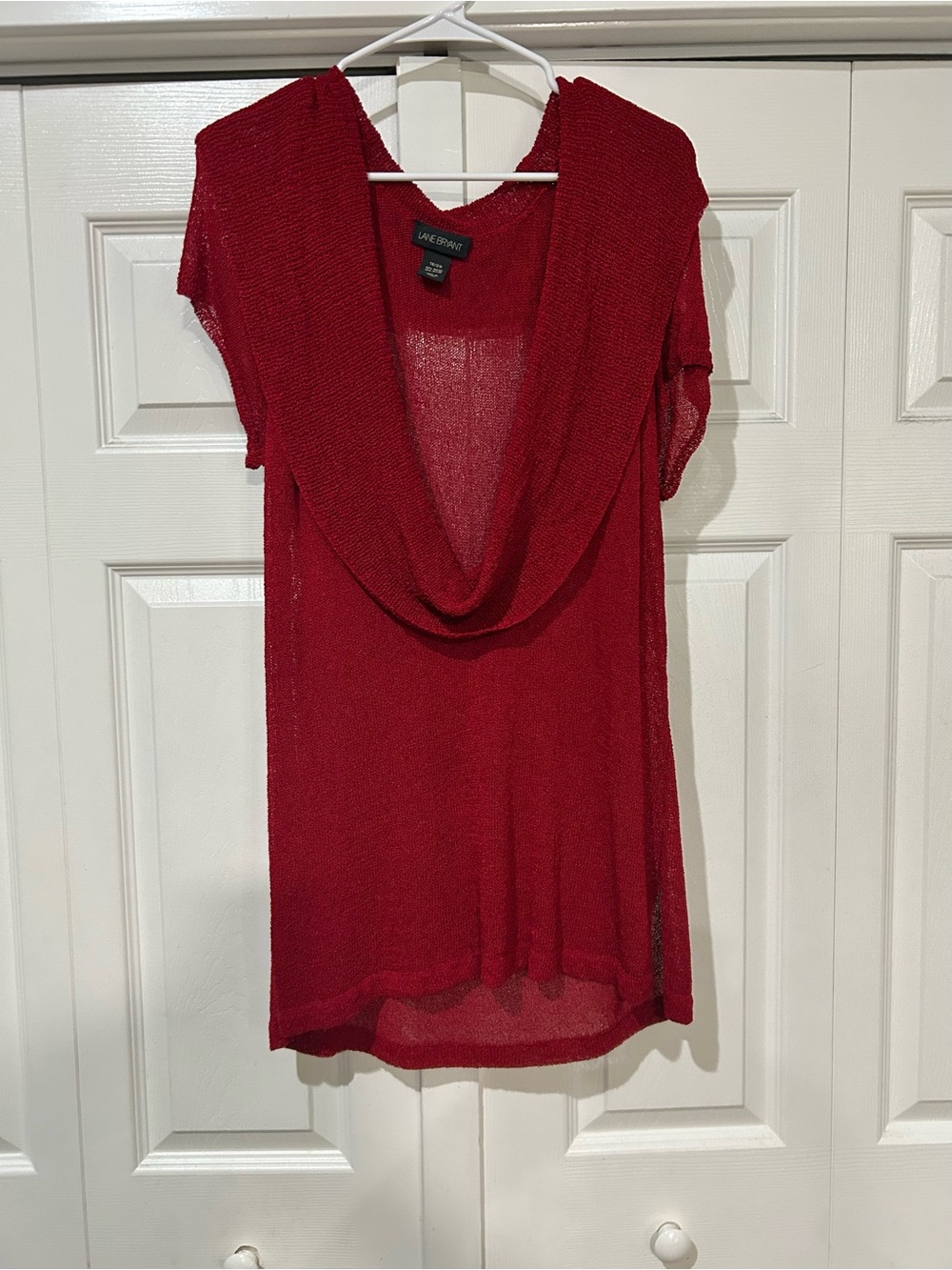 Red Lightweight Cowl Neck Women's Top